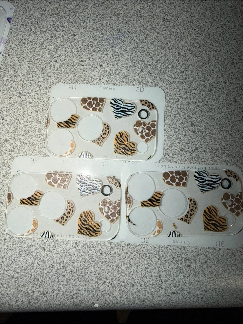 Clear camera protector with Animal Print Hearts